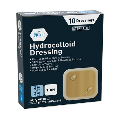 MED PRIDE Hydrocolloid Dressing 2in x 2in – Sterile and Self-Adhesive: Each dressing is individually packaged – Image 1