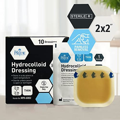 MED PRIDE Hydrocolloid Dressing 2in x 2in – Thin and Flexible: The thin profile conforms to body contours, making – Image 4