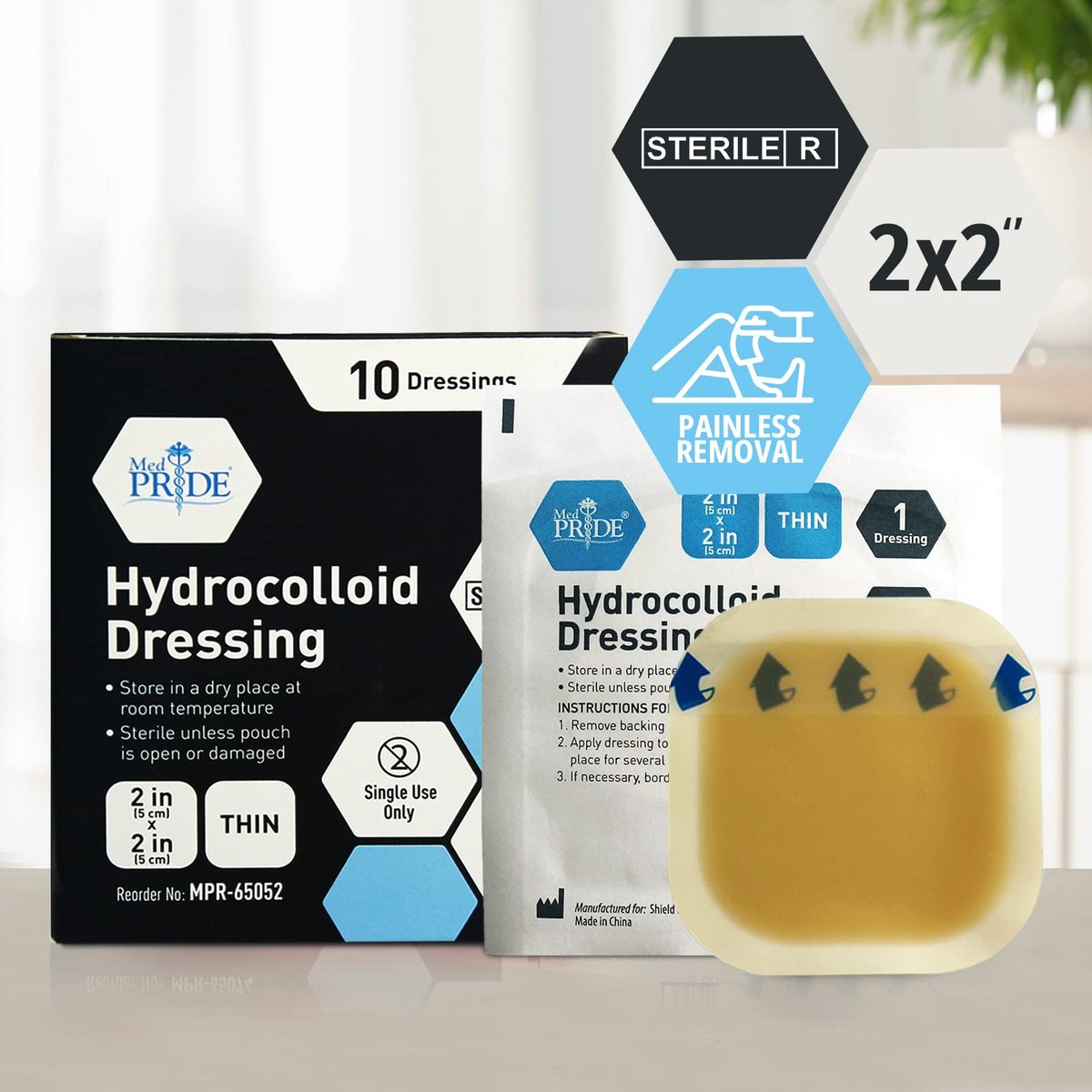 MED PRIDE Hydrocolloid Dressing 2in x 2in – Protective Barrier: The dressing is waterproof and bacteria-proof, – Image 3