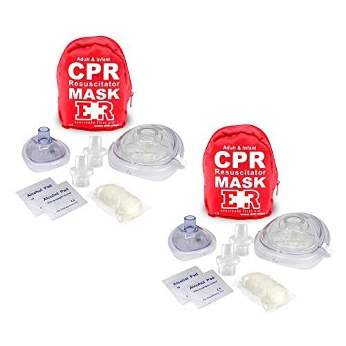 Ever Ready First Aid Adult and Infant CPR Mask Combo Kit with 2 Valves with Pair of Vinyl Gloves & 2 Alcohol Prep Pads - Red (2) - görsel 1