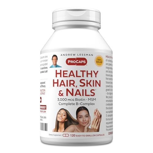 ANDREW LESSMAN Healthy Hair, Skin and Nails 120 Capsules - 3000 mcg High Bioactivity Biotin, B-Complex. Promotes Beautiful Skin, Strong Nails. No Additives Hair Growth Vitamins Biotin Supplement - görsel 2