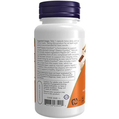 NOW Foods Supplements, Gastro Comfort, plus Mastic Gum, Aloe Vera and Slippery Elm, 60 Veg Capsules