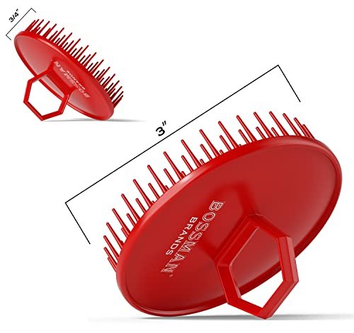 Bossman Scalp Massager & Shampoo Brush (3 inch, Red) – Scalp Exfoliator Brush – Head Scrubber, Beard Exfoliator & Dandruff Control for Hair & Beard with Firm Bristles - görsel 9