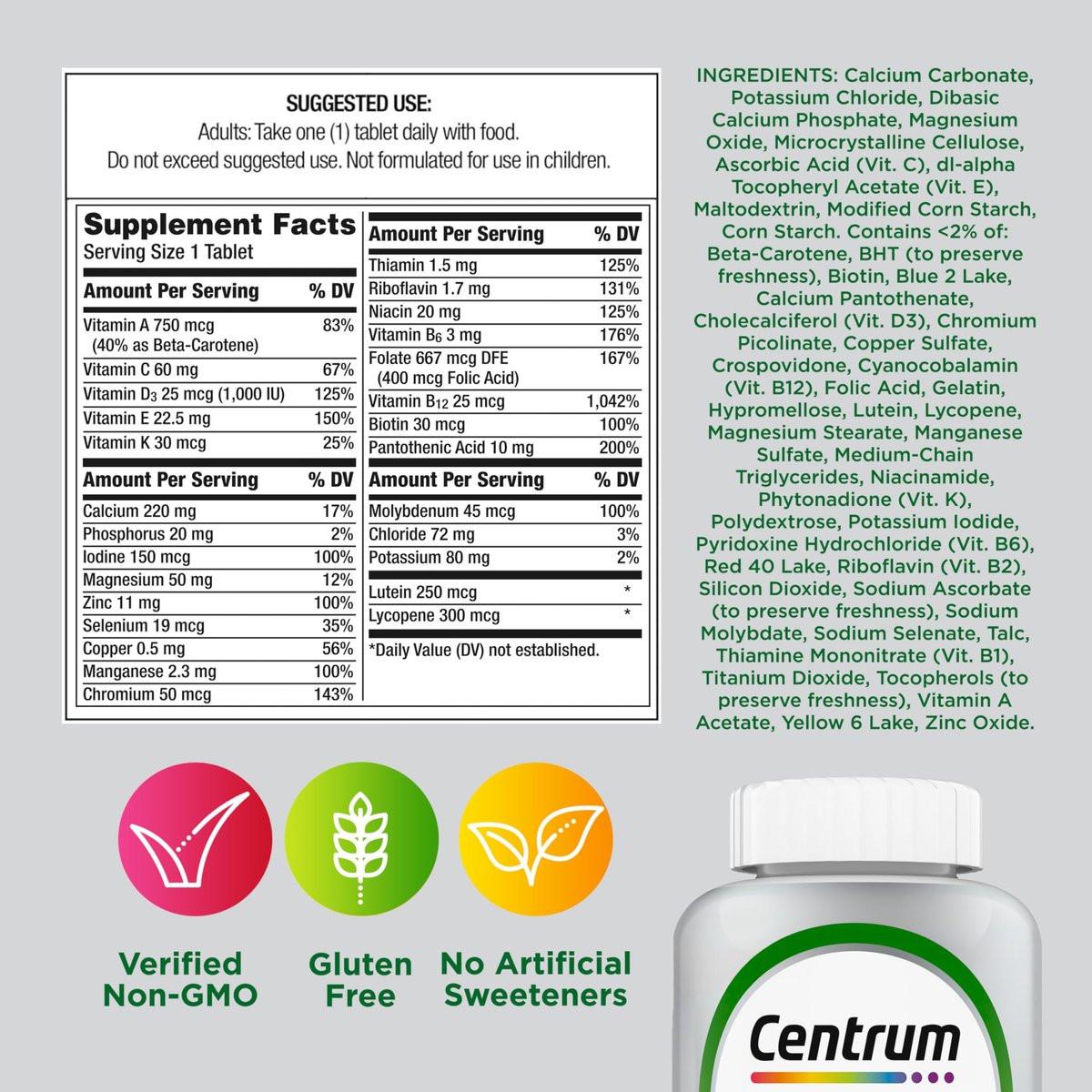 Centrum MultiGummies for Men 50 Plus, Multivitamin/Multimineral Supplement with Vitamins D3, E, B6, and B12, Assorted Fruit Flavor - 140 Count - görsel 11