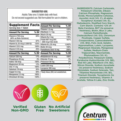Centrum MultiGummies for Men 50 Plus, Multivitamin/Multimineral Supplement with Vitamins D3, E, B6, and B12, Assorted Fruit Flavor - 140 Count