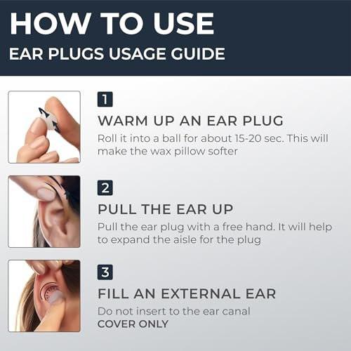 Peace&Quiet PQ Wax Ear Plugs for Sleeping - 30 Silicone Wax Earplugs for Sleeping and Swimming, Gel Ear Plugs for Noise Cancelling, Sound Blocking Level of 32 Db (30 Pillows), Color: White - görsel 14