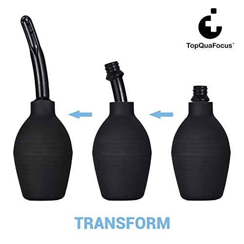 TopQuaFocus 10oz Enema Bulb Douche Bulb for Men or Women Colon Cleaning 4.8' Tip Anal and Vaginal Cleaner (Black) - görsel 1