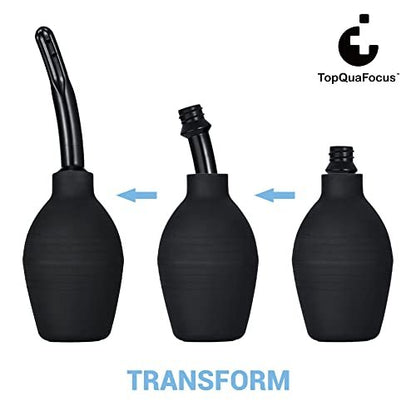 TopQuaFocus 10oz Enema Bulb Douche Bulb for Men or Women Colon Cleaning 4.8' Tip Anal and Vaginal Cleaner (Black)