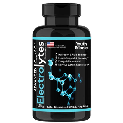 Complete Electrolyte Supplement Pills High Absorption | Cmax Potassium Chloride Magnesium Sodium Calcium Zinc | Boost Endurance Muscle Recovery Mental Focus | Salt Electrolytes Tablets | Keto Friendly