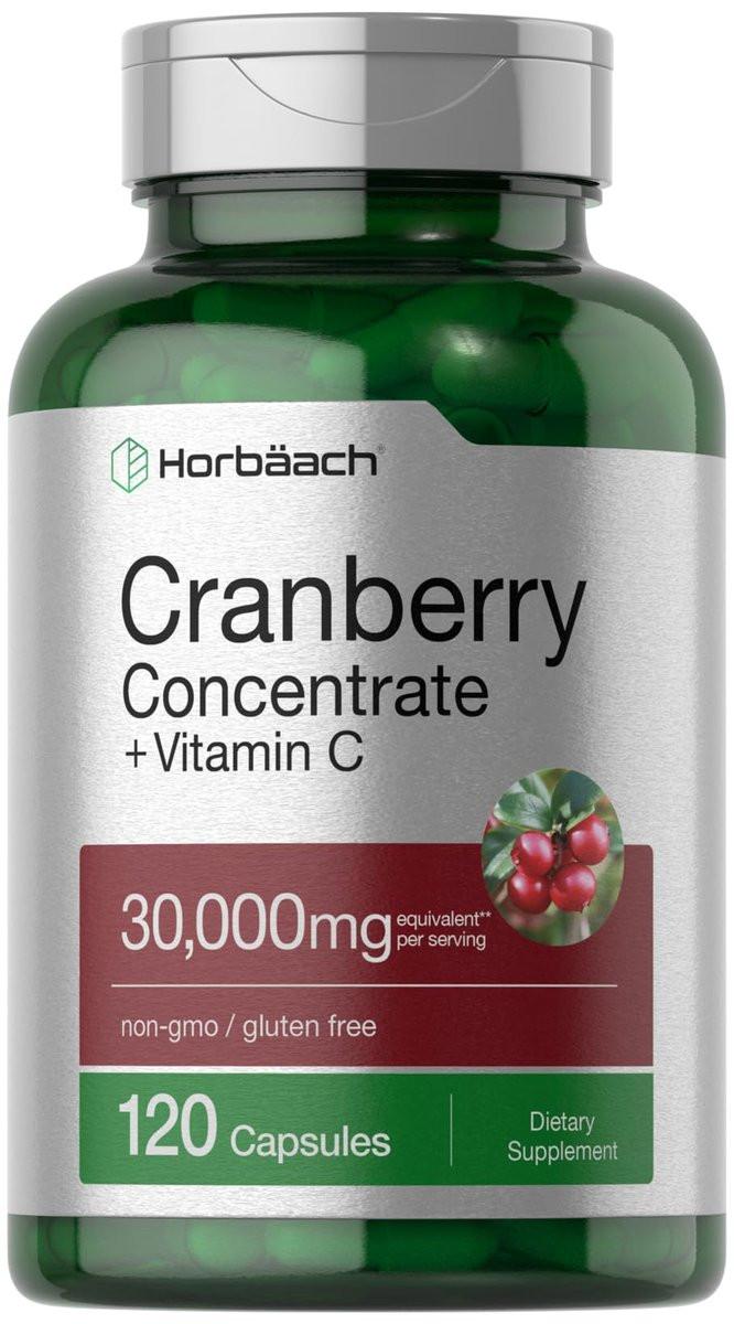 Horbäach Cranberry Concentrate Extract Pills + Vitamin C | 120 Capsules | Supplement for Women and Men | Triple Strength Ultimate Potency Formula | Non-GMO and Gluten Free - görsel 1
