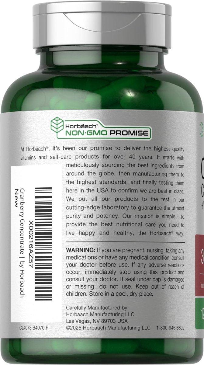 Horbäach Cranberry Concentrate Extract Pills + Vitamin C | 120 Capsules | Supplement for Women and Men | Triple Strength Ultimate Potency Formula | Non-GMO and Gluten Free - görsel 2