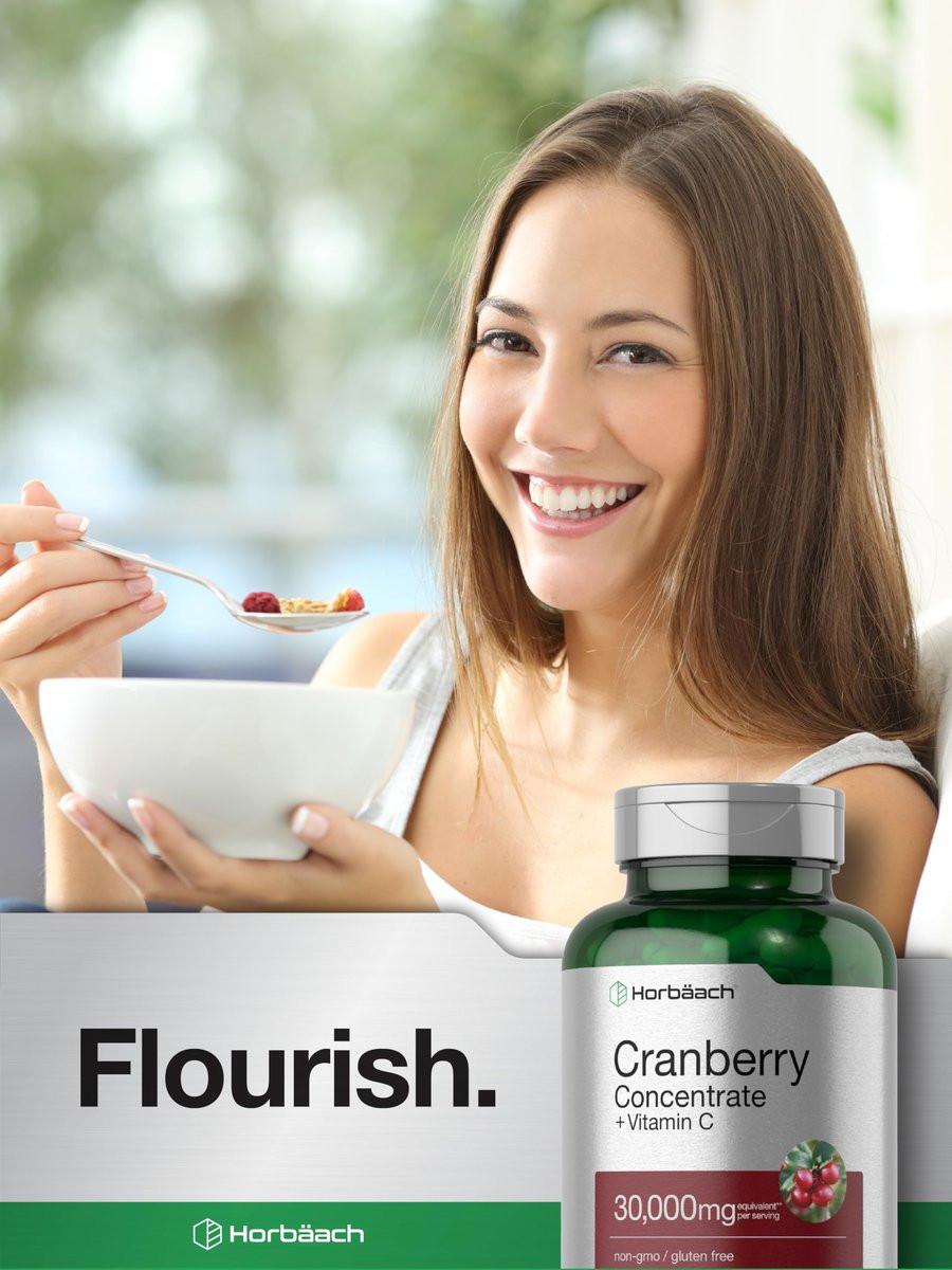 Horbäach Cranberry Concentrate Extract Pills + Vitamin C | 120 Capsules | Supplement for Women and Men | Triple Strength Ultimate Potency Formula | Non-GMO and Gluten Free - görsel 4