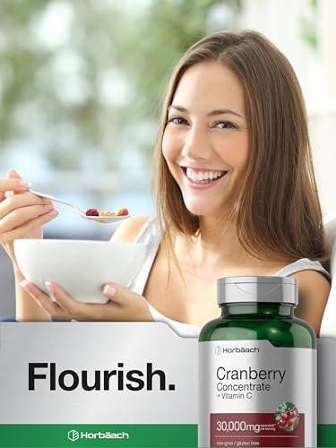 Horbäach Cranberry Concentrate Extract Pills + Vitamin C | 120 Capsules | Supplement for Women and Men | Triple Strength Ultimate Potency Formula | Non-GMO and Gluten Free - görsel 5