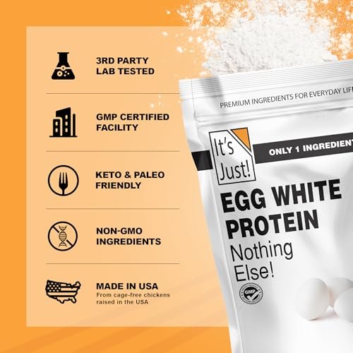 It's Just! - Egg White Protein Powder, Made in USA from Cage-Free Eggs, Dried Egg Whites (Unflavored, 8oz) - görsel 15