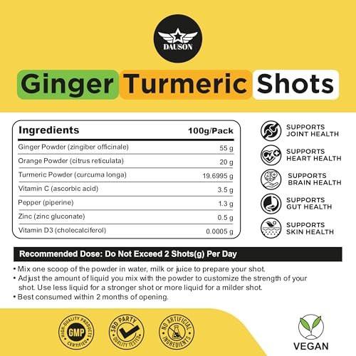 Ginger Turmeric Shots Boosted with Piperine, Vitamins, Zinc & Herbs | Helps in Joint Pain, Heart, Brain, Gut & Skin Health | Boosts Immunity & Energy | 100 Shots - görsel 7
