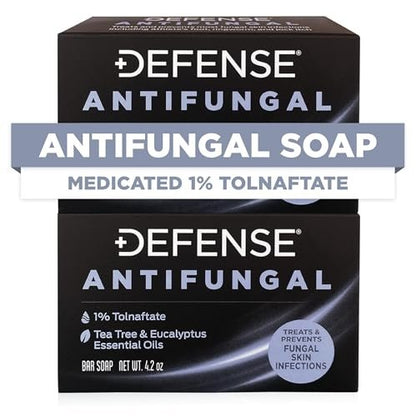 Defense Antifungal Bar Soap 2-Pack | Medicated Anti Fungal Treatment for Jock Itch, Ringworm, Athlete's Foot, Skin Fungus (Two Bars, No Case)