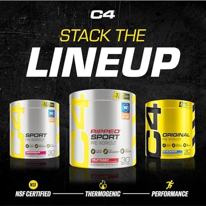 C4 Ripped Sport Pre Workout Powder Fruit Punch - NSF Certified for Sport + Zero Sugar Preworkout Energy Supplement for Men & Women - 135mg Caffeine + Weight Loss - 30 Servings