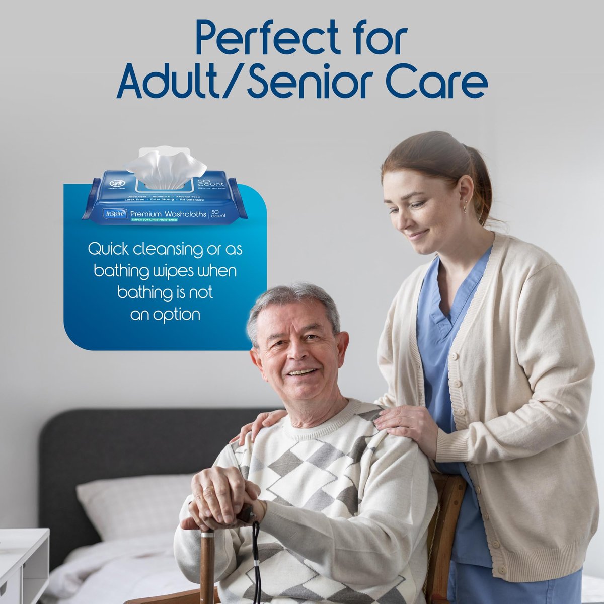 Inspire Adult Wet Wipes, Wash Cloths, Incontinence & Cleansing for Elderly Extra Large, 8"x12" (Pack of 8) - görsel 9