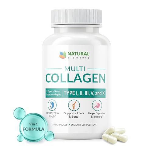 Multi Collagen 180 Protein Capsules - Type I, II, III, V, X Collagen Pills - Proprietary Blend of Eggshell, Chicken, Wild Fish & Grass-Fed Beef Collagen Peptides - 2025mg per serv - görsel 16