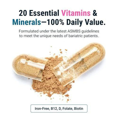BariatricPal Multivitamin ONE 1 per Day! Bariatric Multivitamin Capsule Iron Free | Easy to Swallow Capsule | Vitamin for Bariatric Surgery Patients | 30 Count (1 Month Supply)
