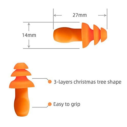 Quality Reusable Earplugs 100 Pair - 25dB – Bright Orange Color: Highly visible for easy detection and compliance – Image 5