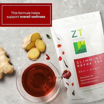 Dr. Zisman ZT Slimming - Goji-Ginger Herbal Tea Blend - Tea with Goji Berries & Ginger Root for a Refreshing Flavor - 30 Day Wellness Blend (30 Servings)