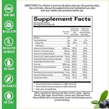 Wellvites Kids Multivitamin Gummies - Sugar Free, Vegan, Non-GMO, Vitamin A, D, B6, B12 and C - No Artificial Sweeteners, Gluten-Free, Gelatin-Free - 60 Count (30 Day Supply)