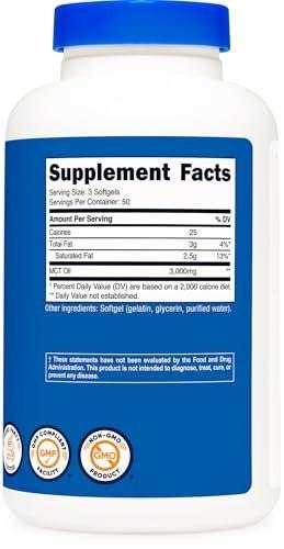 Nutricost MCT Oil Softgels 1000mg, 150 SFG (3,000mg Serv) - Great for Keto, Ketosis, and Ketogenic Diets - görsel 2