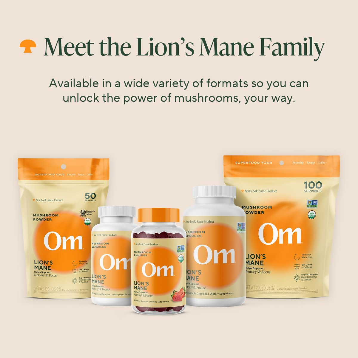 OM MUSHROOM SUPERFOOD Lion’s Mane Mushroom – Servings per Container: 30 (2 gummies per serving) – Image 8