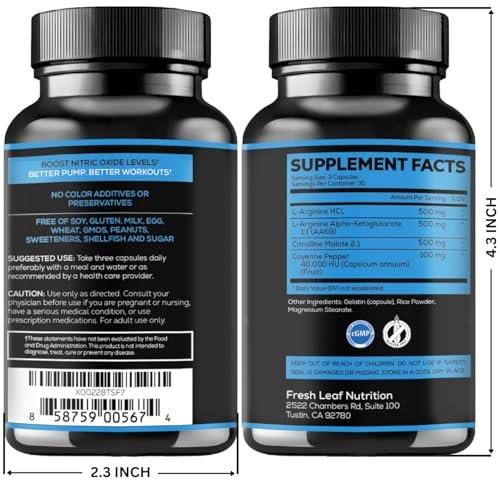 L Arginine Capsules with L-Citrulline 1500mg - Nitric Oxide Booster for Stamina, Muscle, Energy & Vascularity - L-Arginine and Essential Amino Supplement for Extra Strength | 30 Days Supply | 90 Count - görsel 15