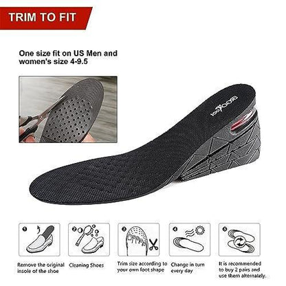 ERGOfoot Height Increase Insoles for Men Women, 4-Layer Adjustable Invisible Shoe Lifts & Height Boosters, Fits Dress Shoes & Casual Footwear - Height Increase Soles & Inserts