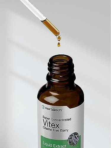 Horbäach Vitex Berry Chasteberry Extract Tincture | 2 fl oz | Super Concentrated Liquid | Alcohol Free Chaste Tree Berry Supplement | Vegetarian, Non-GMO, Gluten Free