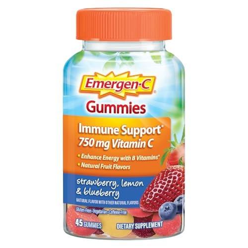 Emergen-C 750mg Vitamin C Gummies for Adults, Immune Support Gummies, Gluten Free, Strawberry, Lemon and Blueberry Flavors, Back to School Essentials - 45 Count - görsel 8