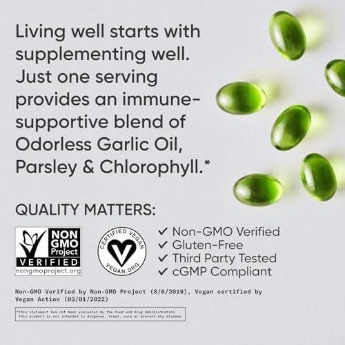 Sports Research® Odorless Garlic Oil Pills with Parsley & Chlorophyll - Vegan Certified · Non-GMO · Gluten Free - 150 Plantgel Capsules - görsel 8