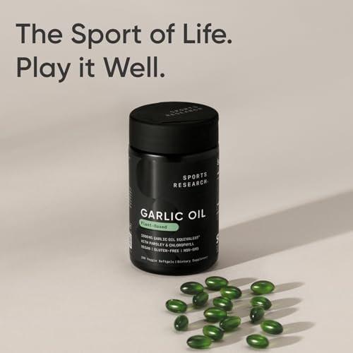 Sports Research® Odorless Garlic Oil Pills with Parsley & Chlorophyll - Vegan Certified · Non-GMO · Gluten Free - 150 Plantgel Capsules - görsel 4