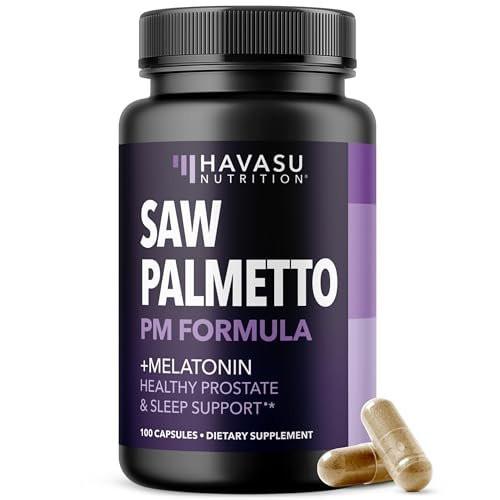 Saw Palmetto PM for Men with Melatonin 3mg - Night Time Prostate Health Supplement for Bladder and Sleep Support - Reduce Urinary Frequency - 100 Count - Vegan, Non-GMO Capsules - Over 3 Month Supply - görsel 4