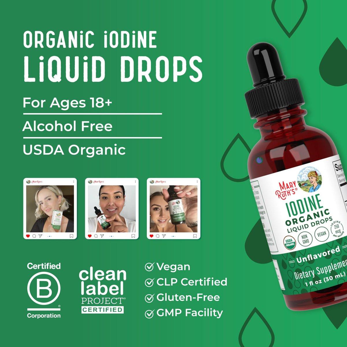 MaryRuth Organics Iodine Liquid Drops | Potassium Iodide | 1 Year Supply | 450 Servings | Thyroid Health | USDA Organic | Vegan | Non-GMO | Gluten Free | 1 Fl Oz - görsel 17