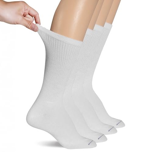 Dr. Scholl's Women's Diabetes & Circulator Casual Sock, White, 4 Pairs, Size 8-12 - görsel 1