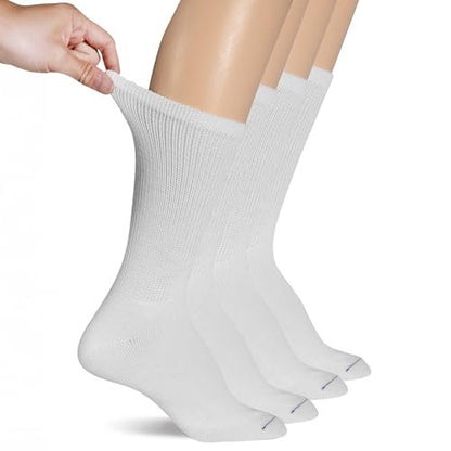 Dr. Scholl's Women's Diabetes & Circulator Casual Sock, White, 4 Pairs, Size 8-12