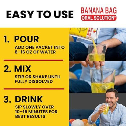 Banana Bag Oral Solution Packets – Natural Lemon Lime 5pk | A Refreshing Blend of Electrolytes, Vitamin C, and B-Complex for Daily Hydration and Energy | Perfect for Any Lifestyle.