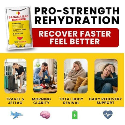 Banana Bag Oral Solution Packets – Natural Lemon Lime 5pk | A Refreshing Blend of Electrolytes, Vitamin C, and B-Complex for Daily Hydration and Energy | Perfect for Any Lifestyle.