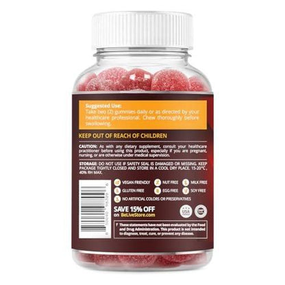 BeLive Apple Cider Vinegar Gummies - ACV Gummies Without Sugar I Detox & Cleanse Digestive Health I Alternative to Capsules, Vegan, Keto Friendly, Gluten Free | 60 Ct