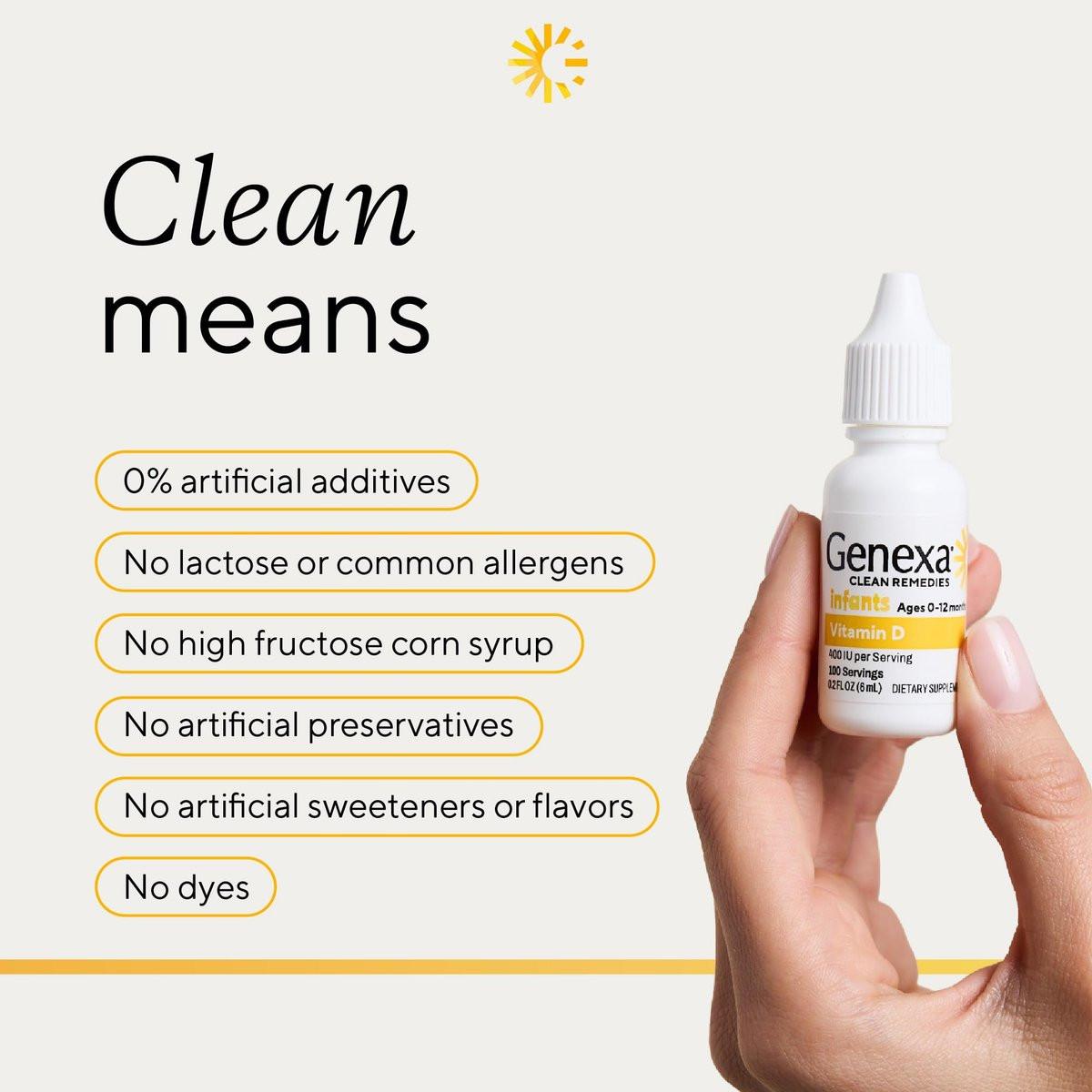 Genexa Infants Vitamin D Liquid Drops for Newborn, Baby & Toddler | Supports Growth & Bone Development | Delicious Organic Vanilla Flavor | Certified Organic, Gluten Free, & Non-GMO | 90 Servings - görsel 7