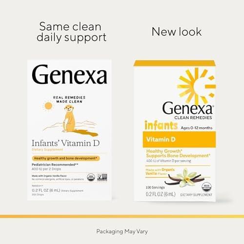 Genexa Infants Vitamin D Liquid Drops for Newborn, Baby & Toddler | Supports Growth & Bone Development | Delicious Organic Vanilla Flavor | Certified Organic, Gluten Free, & Non-GMO | 90 Servings - görsel 16