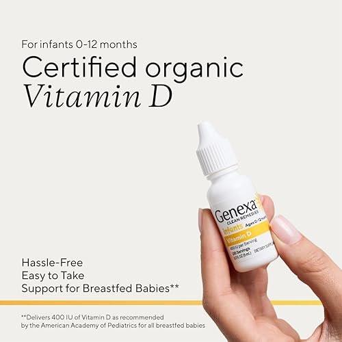 Genexa Infants Vitamin D Liquid Drops for Newborn, Baby & Toddler | Supports Growth & Bone Development | Delicious Organic Vanilla Flavor | Certified Organic, Gluten Free, & Non-GMO | 90 Servings - görsel 4