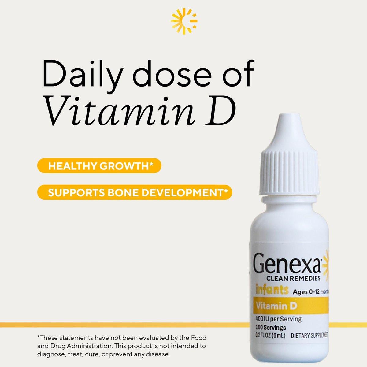 Genexa Infants Vitamin D Liquid Drops for Newborn, Baby & Toddler | Supports Growth & Bone Development | Delicious Organic Vanilla Flavor | Certified Organic, Gluten Free, & Non-GMO | 90 Servings - görsel 5