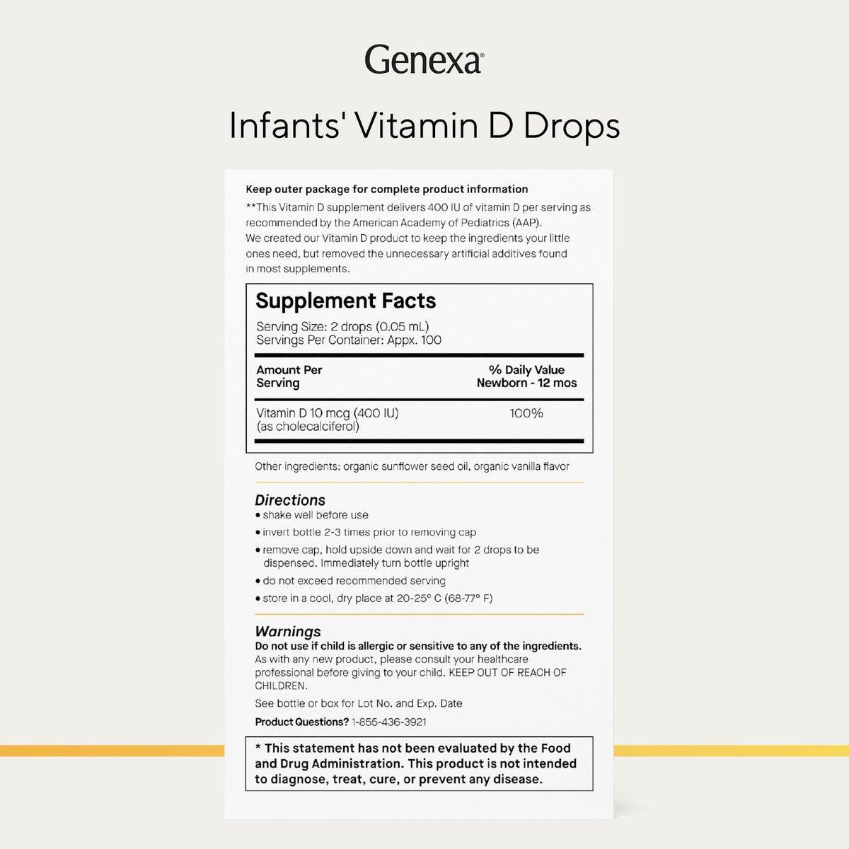 Genexa Infants Vitamin D Liquid Drops for Newborn, Baby & Toddler | Supports Growth & Bone Development | Delicious Organic Vanilla Flavor | Certified Organic, Gluten Free, & Non-GMO | 90 Servings - görsel 13