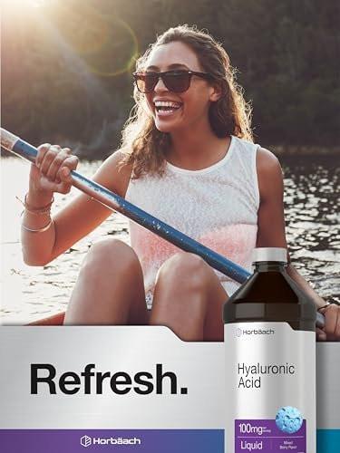 Horbäach Liquid Hyaluronic Acid Supplement | 100 mg | 16 oz | Mixed Berry Flavor | Non-GMO and Gluten Free Formula