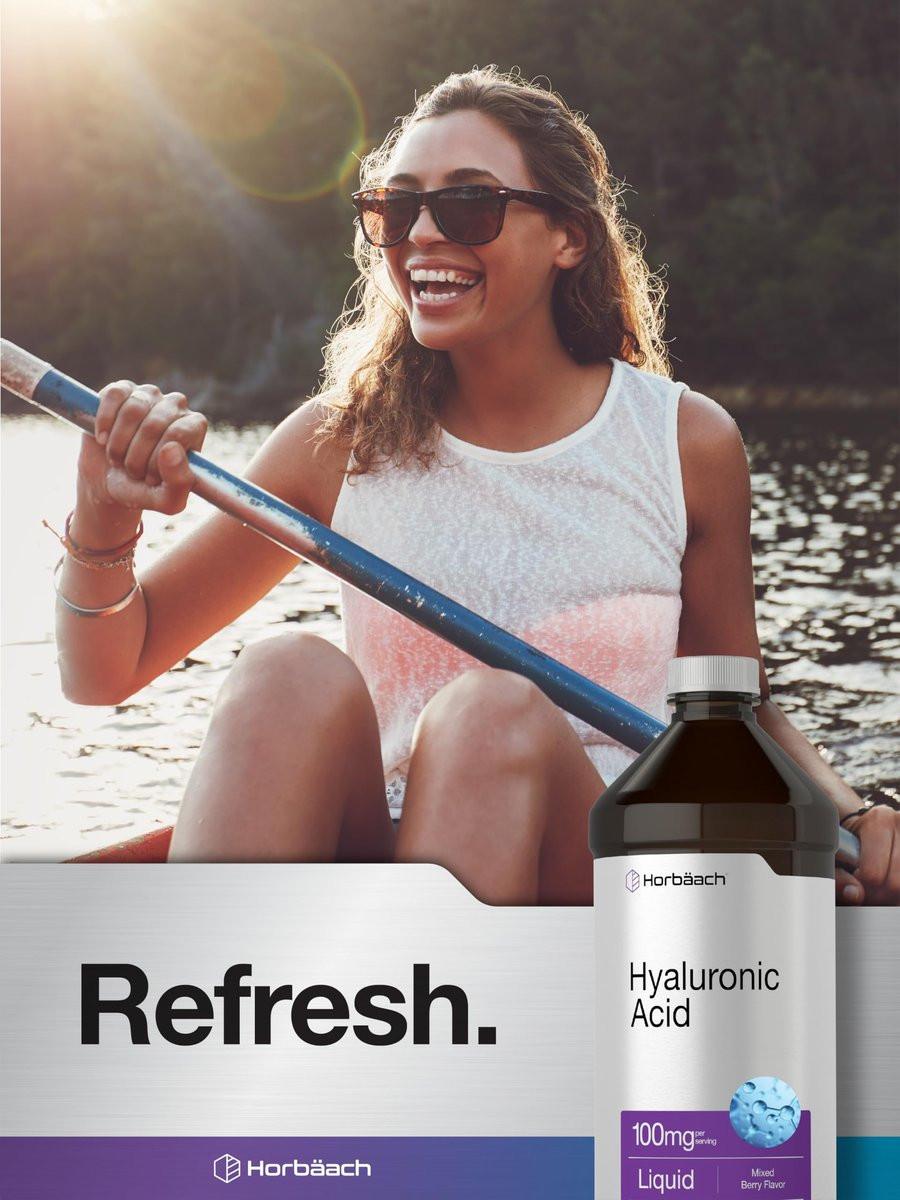 Horbäach Liquid Hyaluronic Acid Supplement | 100 mg | 16 oz | Mixed Berry Flavor | Non-GMO and Gluten Free Formula - görsel 11