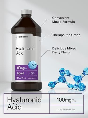 Horbäach Liquid Hyaluronic Acid Supplement | 100 mg | 16 oz | Mixed Berry Flavor | Non-GMO and Gluten Free Formula - görsel 8